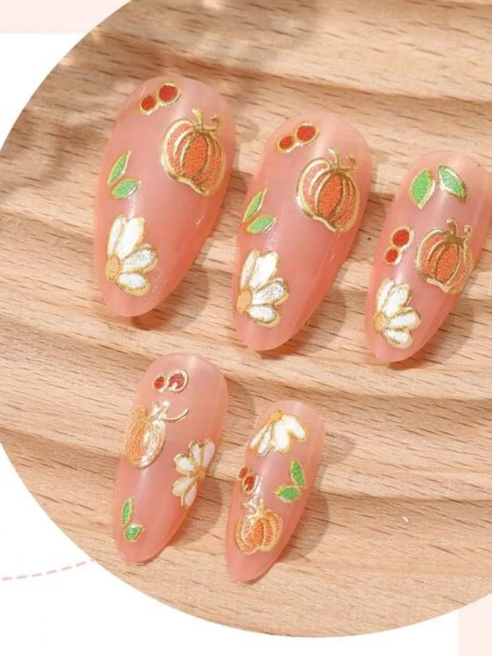 Pumpkin Autumn Acrylic Press On Nails